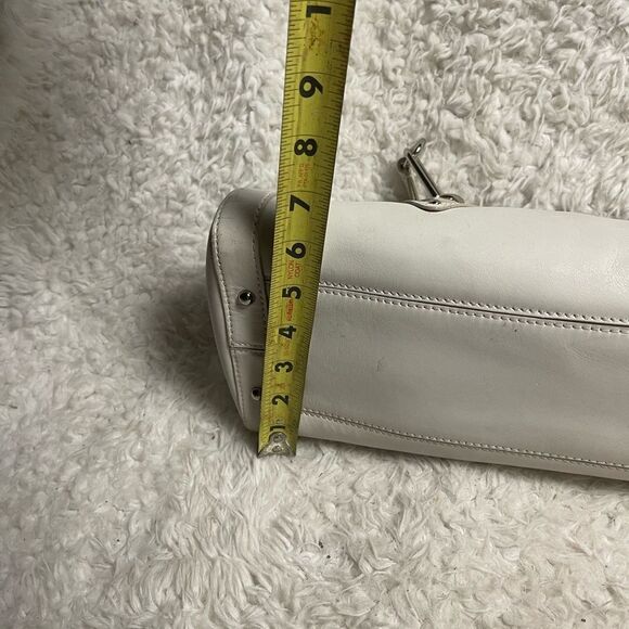 COLE HAAN TRINITY Baguette style Leather White Satchel silver tone hardwares. - Picture 11 of 14